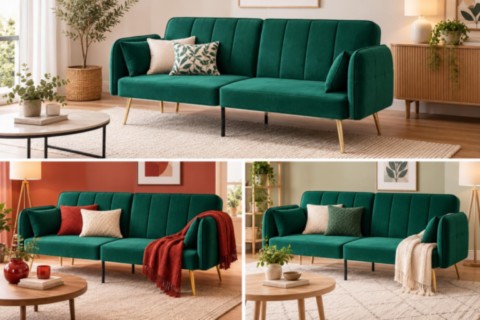 canape convertible velour